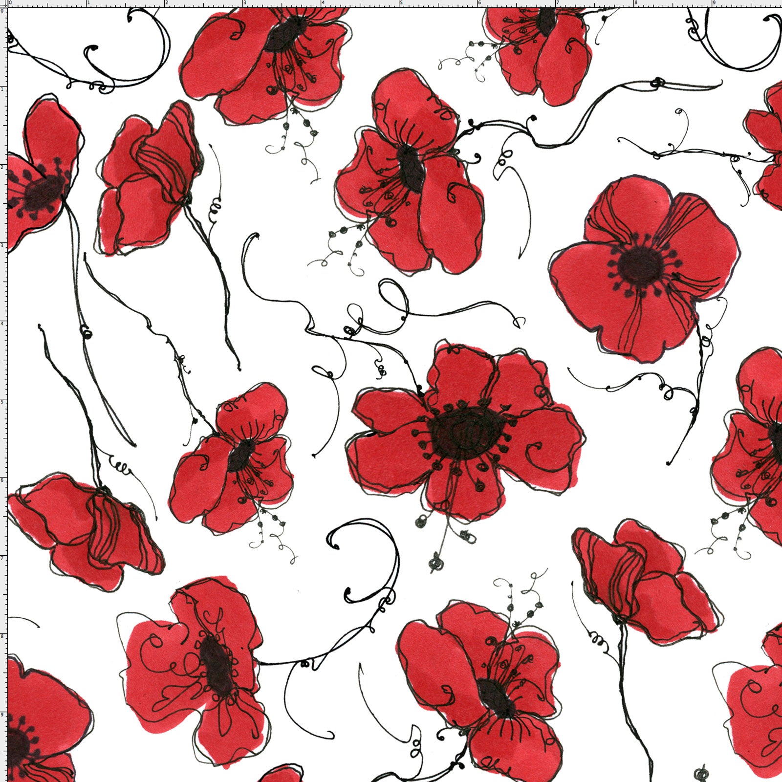 Poppies White Fabric