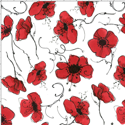 Poppies White Fabric