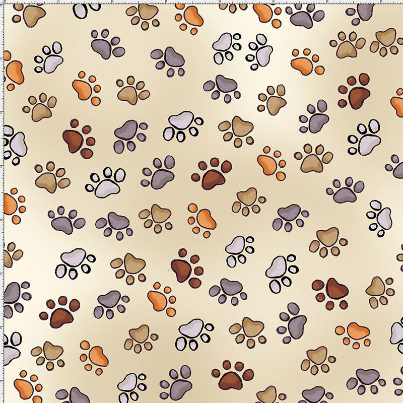 Puppy Paws Bone Fabric