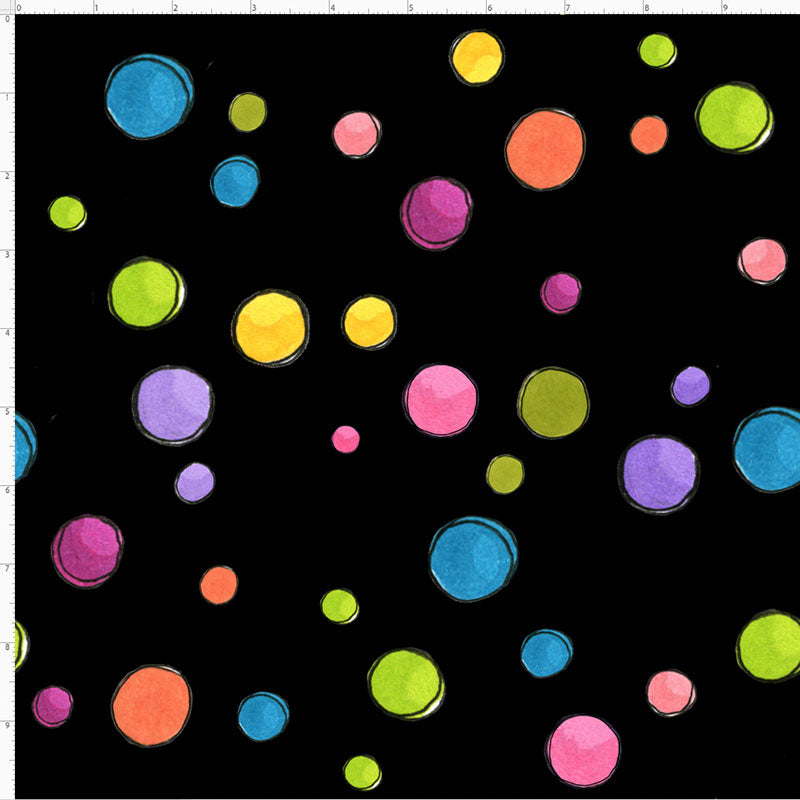 Dream Dots Black Fabric