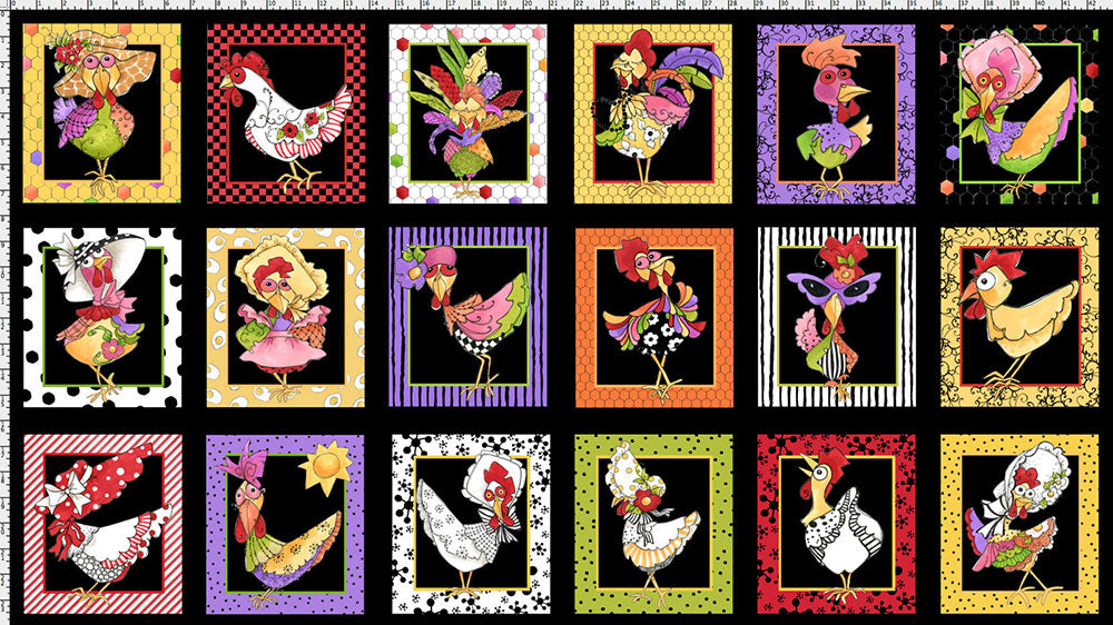 Chicken Chique Portrait Fabric Panel