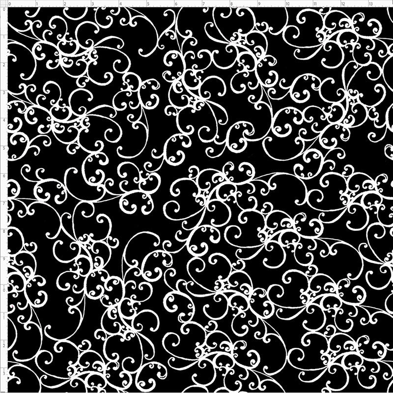 Elegant Scroll Black / White Fabric - scroll fabric – Loralie Designs