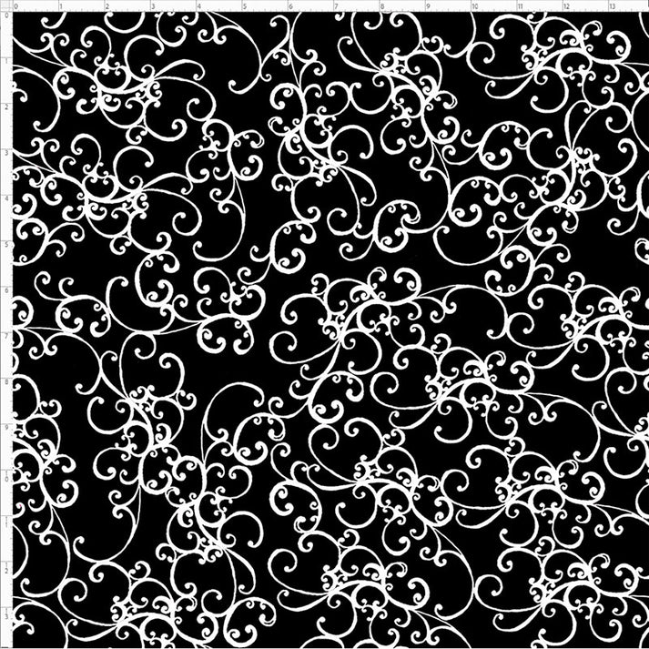 Elegant Scroll Black / White Fabric - scroll fabric – Loralie Designs