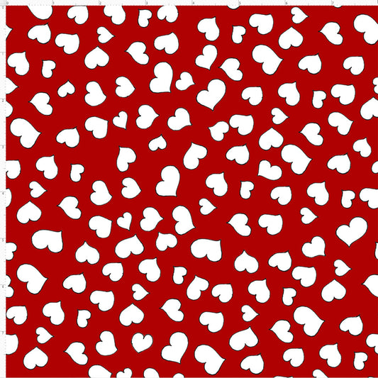 Little Hearts Red / White Fabric