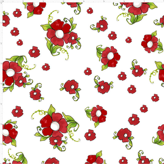 Daisy Red Fabric