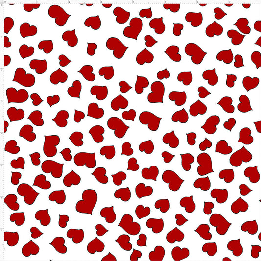 Little Hearts White / Red Fabric