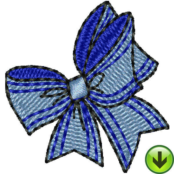 Seams Blue Striped Bow Embroidery Design | DOWNLOAD